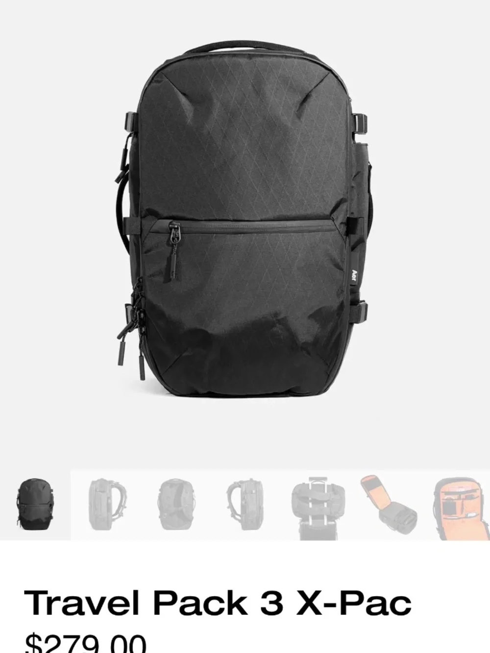 Aer Travel Pack 3 X-Pac 35 Liters. Black Color